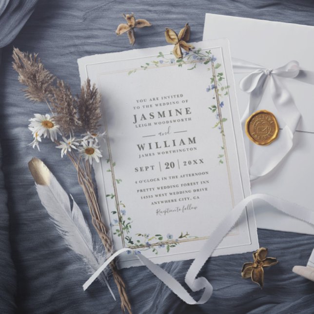 Wildflowers Vine Rustic Elegant Modern Wedding Invitation (Creator Uploaded)