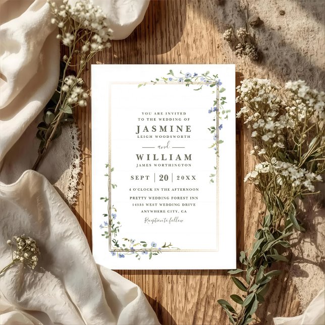 Wildflowers Vine Rustic Elegant QR Code Wedding Invitation (Creator Uploaded)