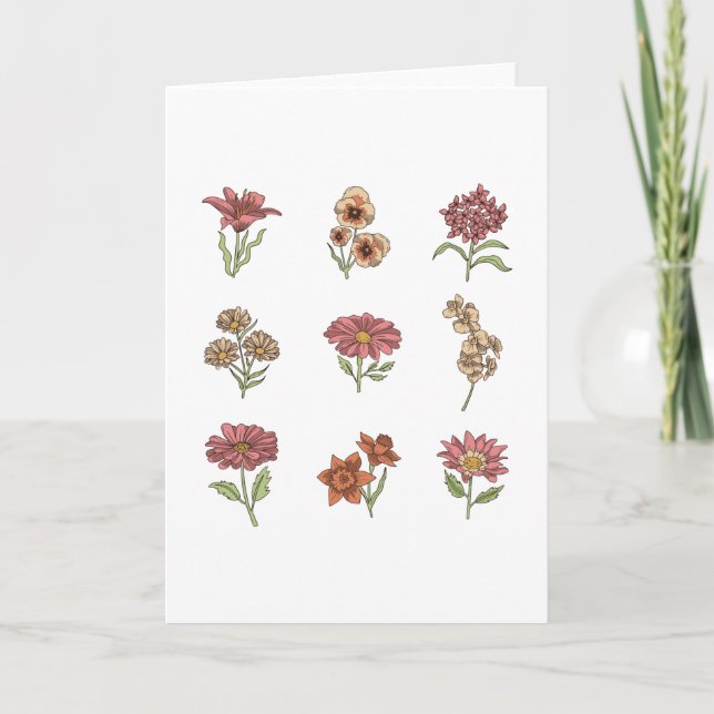 Wildflowers Vintage Flowers Botanical Card (Front)