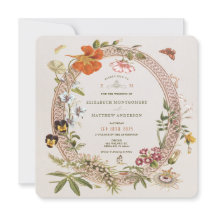 Wildflowers Vintage Wedding Mauve Rose Square