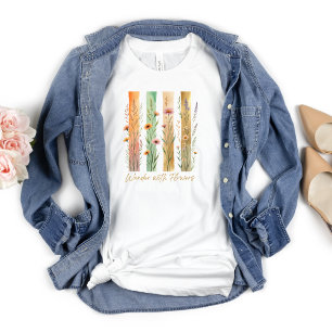 Wildflowers Wander With Flowers Nature Gold Green T-Shirt