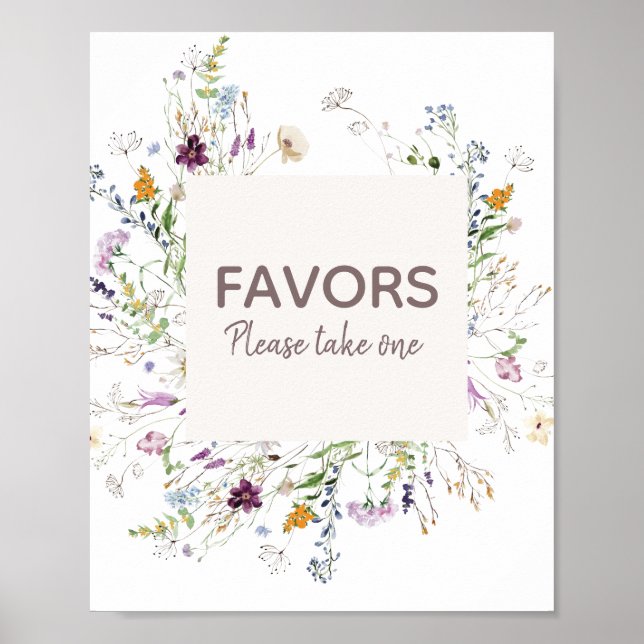 Wildflowers Watercolor Baby Shower Favour Sign (Front)