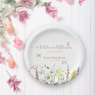 Wildflowers Watercolor Baby Shower Paper Plate