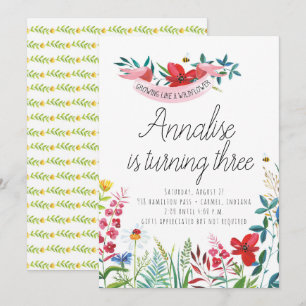Wildflowers Watercolor Birthday Party Invitations