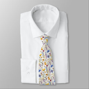 Wildflowers Watercolor Boho Tie