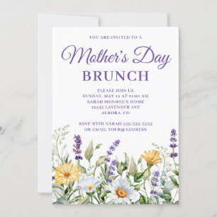 Wildflowers Watercolor Border Mother's Day Brunch Invitation