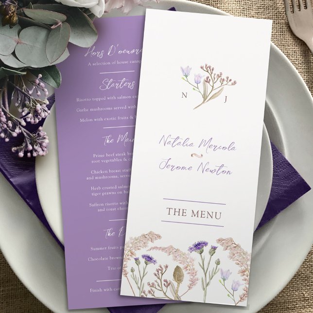 Wildflowers watercolor fall wedding Flat Menu (Creator Uploaded)
