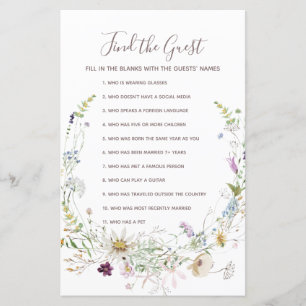 Wildflowers Watercolor Find the Guest game