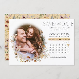 Wildflowers Watercolor Floral Calendar & Photo Sav Save The Date