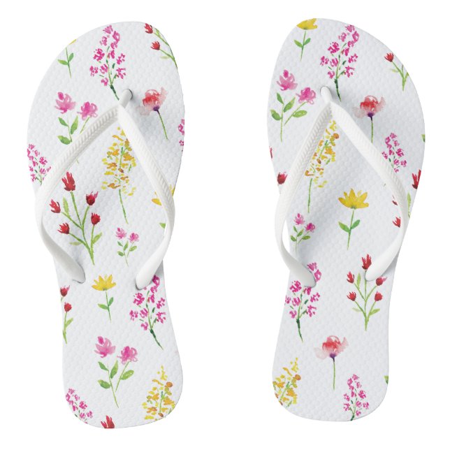 Wildflowers Watercolor Floral Elegant Flip Flops (Footbed)