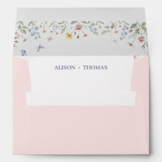 Wildflowers Watercolor Floral  | Soft Pink Flowers Envelope