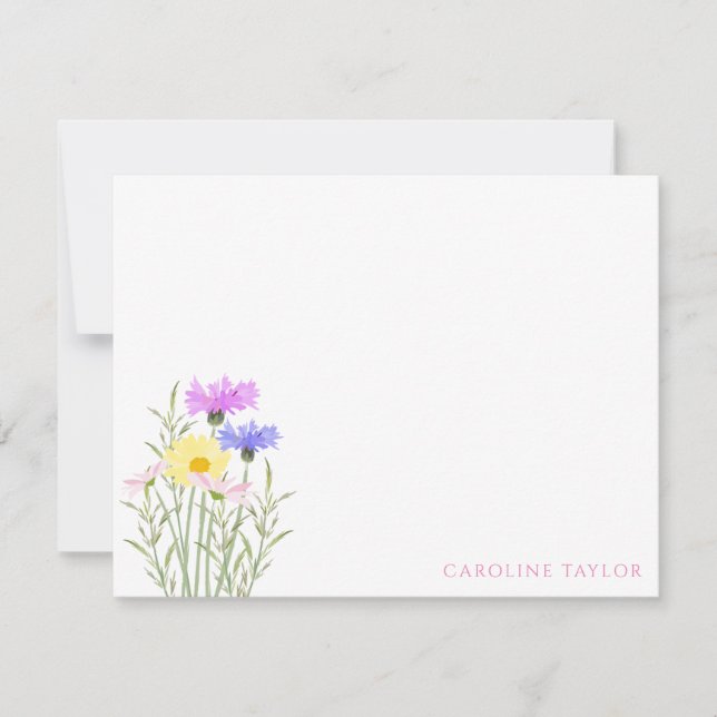 Wildflowers Watercolor Floral Spring Stationery Card (Front)