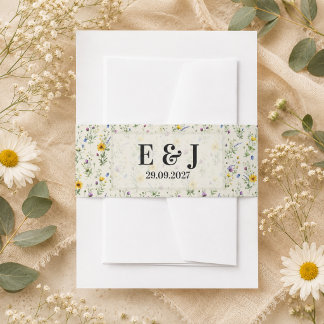 WildFlowers Watercolor Floral Wedding Initial Invitation Belly Band