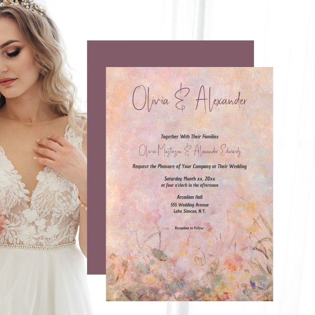 Wildflowers Watercolor Floral Wedding  Invitation (Wildflowers Watercolor Floral Wedding Invitation)