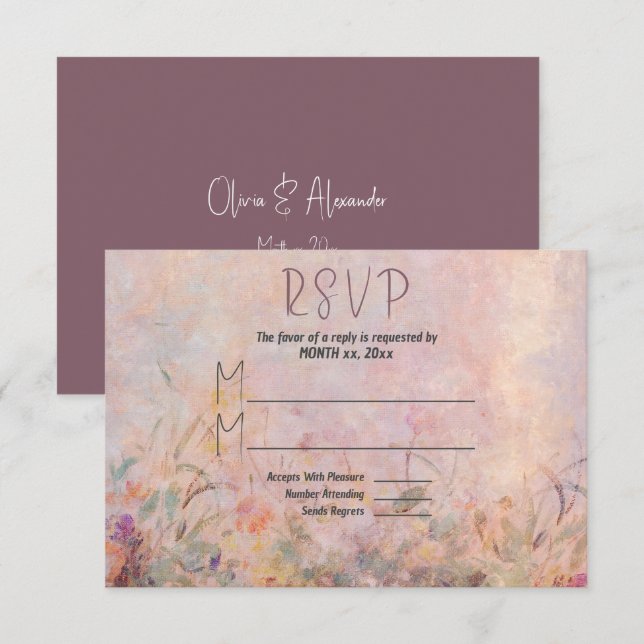 Wildflowers Watercolor Floral Wedding RSVP Card (Front/Back)