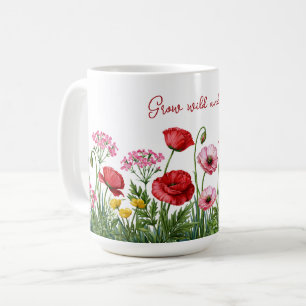 Wildflowers Watercolor Paining with Custom Message Coffee Mug