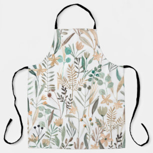 Wildflowers watercolor seamless pattern. Flowers f Apron