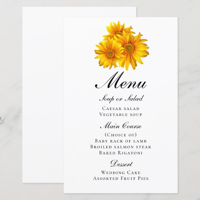 Wildflowers Watercolor Spring  Floral Wedding Menu (Front/Back)