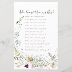 Wildflowers Watercolor Who Knows Mummy game