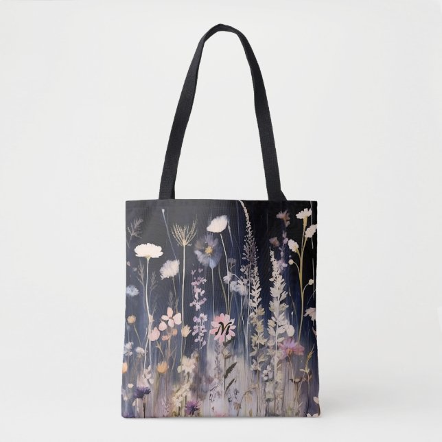 Wildflowers Watercolor Wispers Shoulder Tote  (Front)
