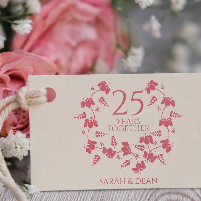 Wildflowers Wedding 25th Anniversary Monogram Rubber Stamp (Creator Uploaded)