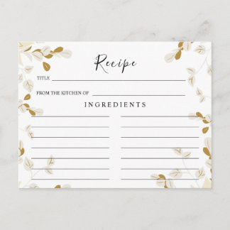 Wildflowers Wedding ,Boho Floral Recipe Card