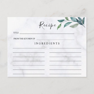 Wildflowers Wedding ,Boho Recipe Card