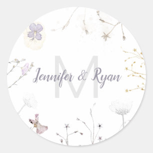 wildflowers wedding  classic round sticker