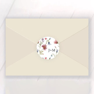 Wildflowers Wedding Classic Round Sticker