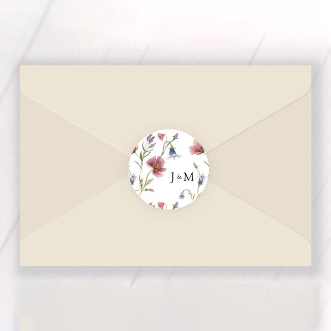 Wildflowers Wedding Classic Round Sticker (Creator Uploaded)