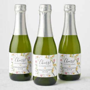 Wildflowers Wedding Favour Cheers Sparkling Wine L Sparkling Wine Label