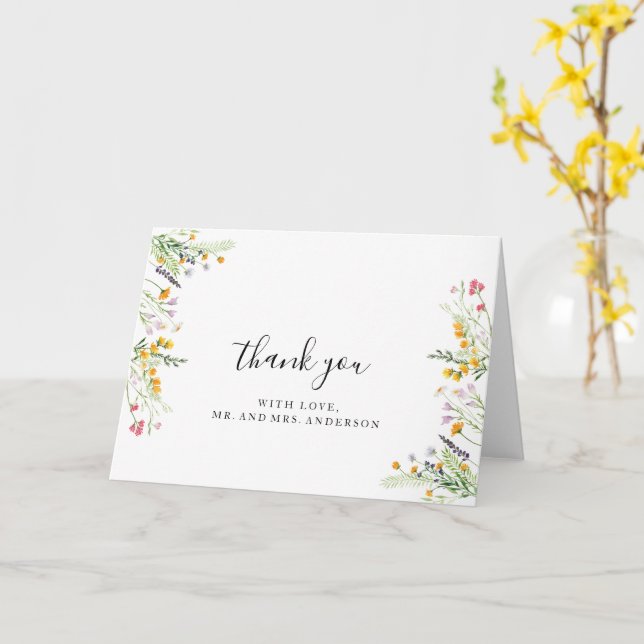 Wildflowers Wedding fold Thank you Card (Yellow Flower)