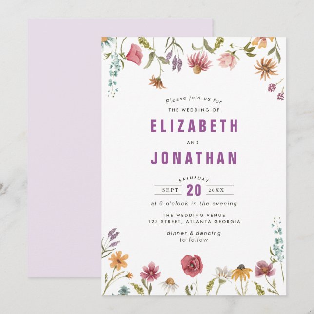 wildflowers wedding invitation (Front/Back)