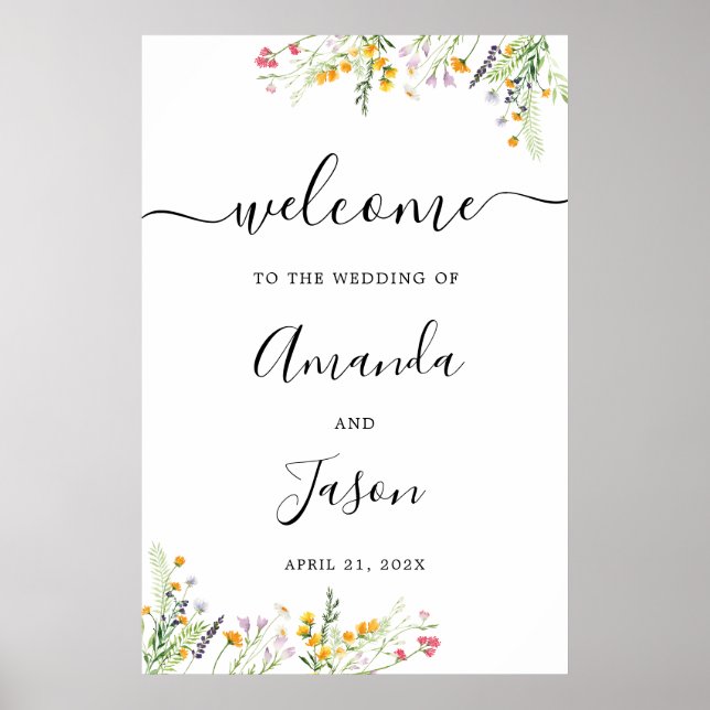 Wildflowers Wedding Large Welcome Sign (Front)