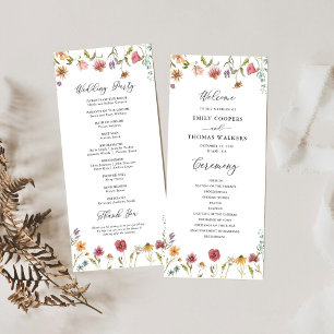 Wildflowers Wedding Program Programme