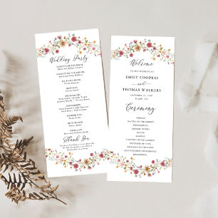 Wildflowers Wedding Program Programme