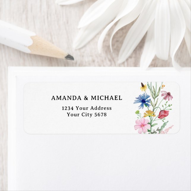 Wildflowers Wedding Return Address Label (Insitu)