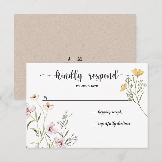 Wildflowers Wedding RSVP Card (Front/Back)
