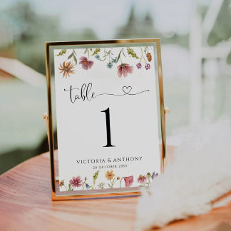 Wildflowers Wedding Table Numbers