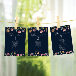Wildflowers Wedding Table Seating Chart Cards