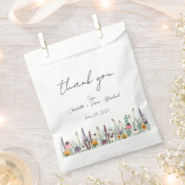 Wildflowers Wedding Thank You  Favour Bags (Clipped)