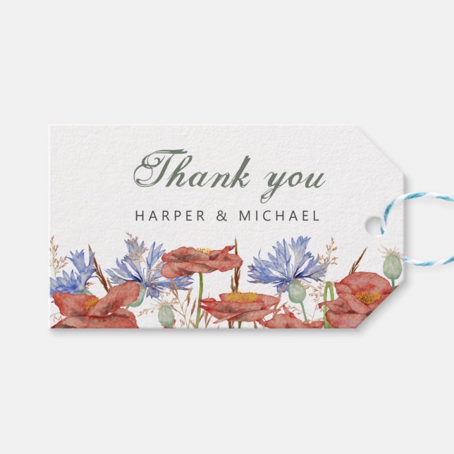 Wildflowers wedding thank you gift tags (Front (Horizontal))
