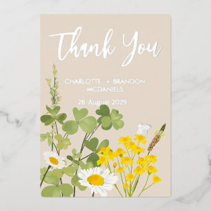 Wildflowers Wedding Thank You Gold