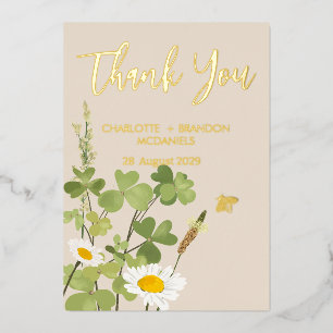 Wildflowers Wedding Thank You Gold