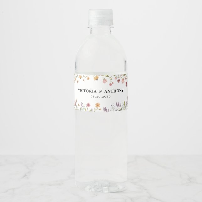 Wildflowers Wedding Water Bottle Labels (Front)