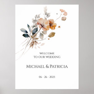 Wildflowers wedding welcome sign elegant