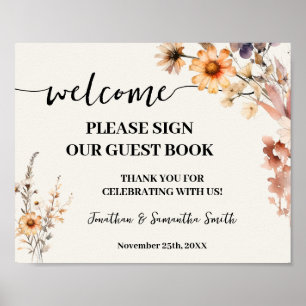 Wildflowers Welcome Sign Our Wedding Guest Book