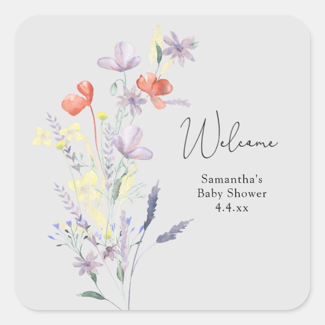 Wildflowers Welcome Square Sticker (Front)