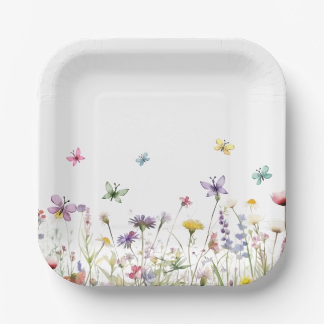 Wildflowers whimsical Party  Paper Plate (Front)