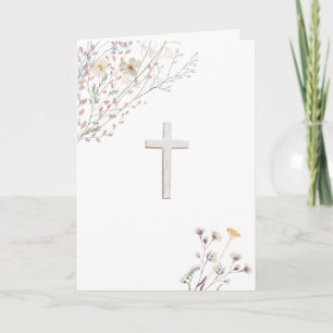 wildflowers white cross religious card